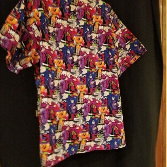 Tafford Uniforms Scrub Top Halloween Womens M Witches Pumpkins - Picture 3 of 8